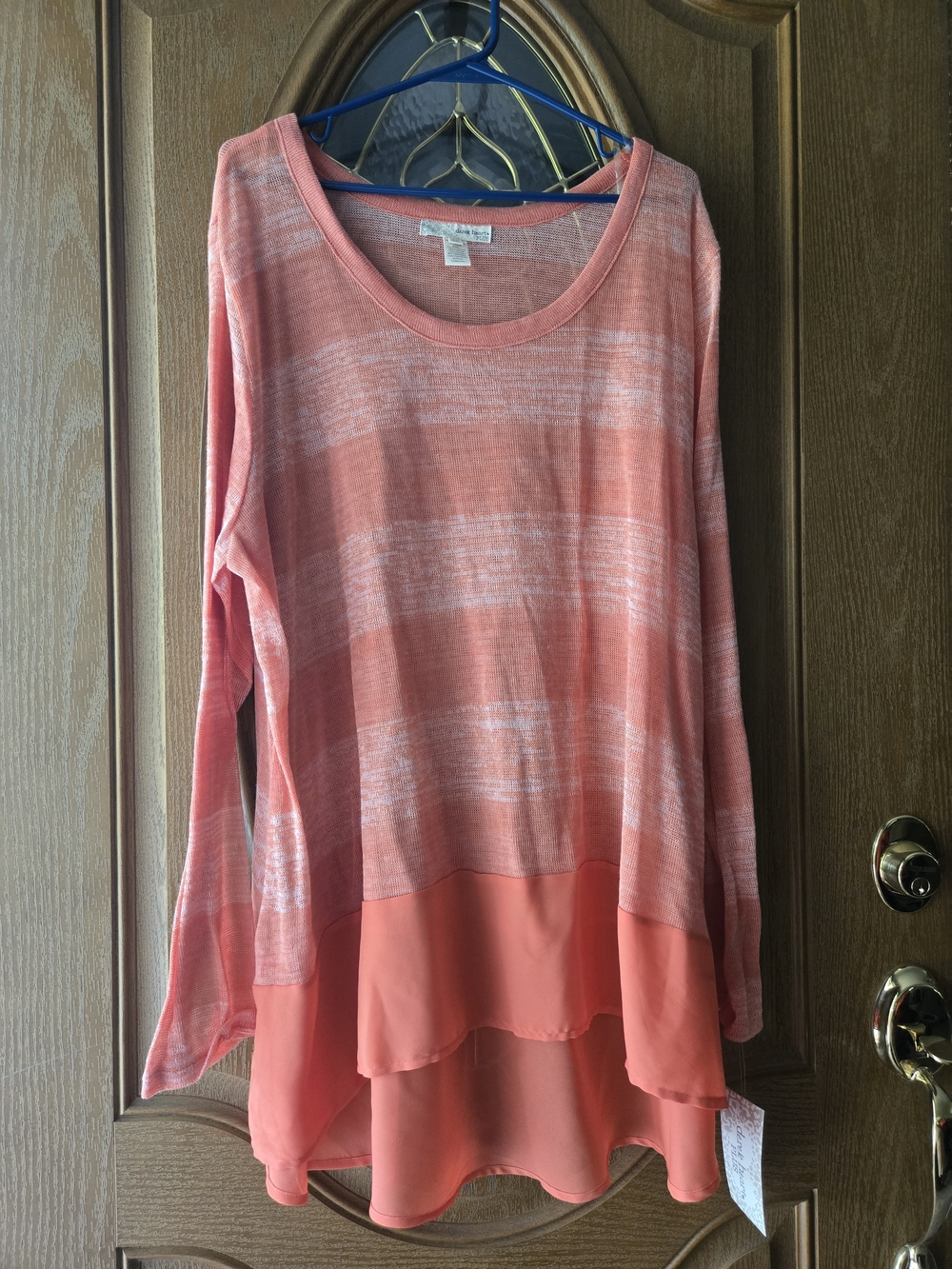 Derek Heart Coral Layered Long Sleeve Top